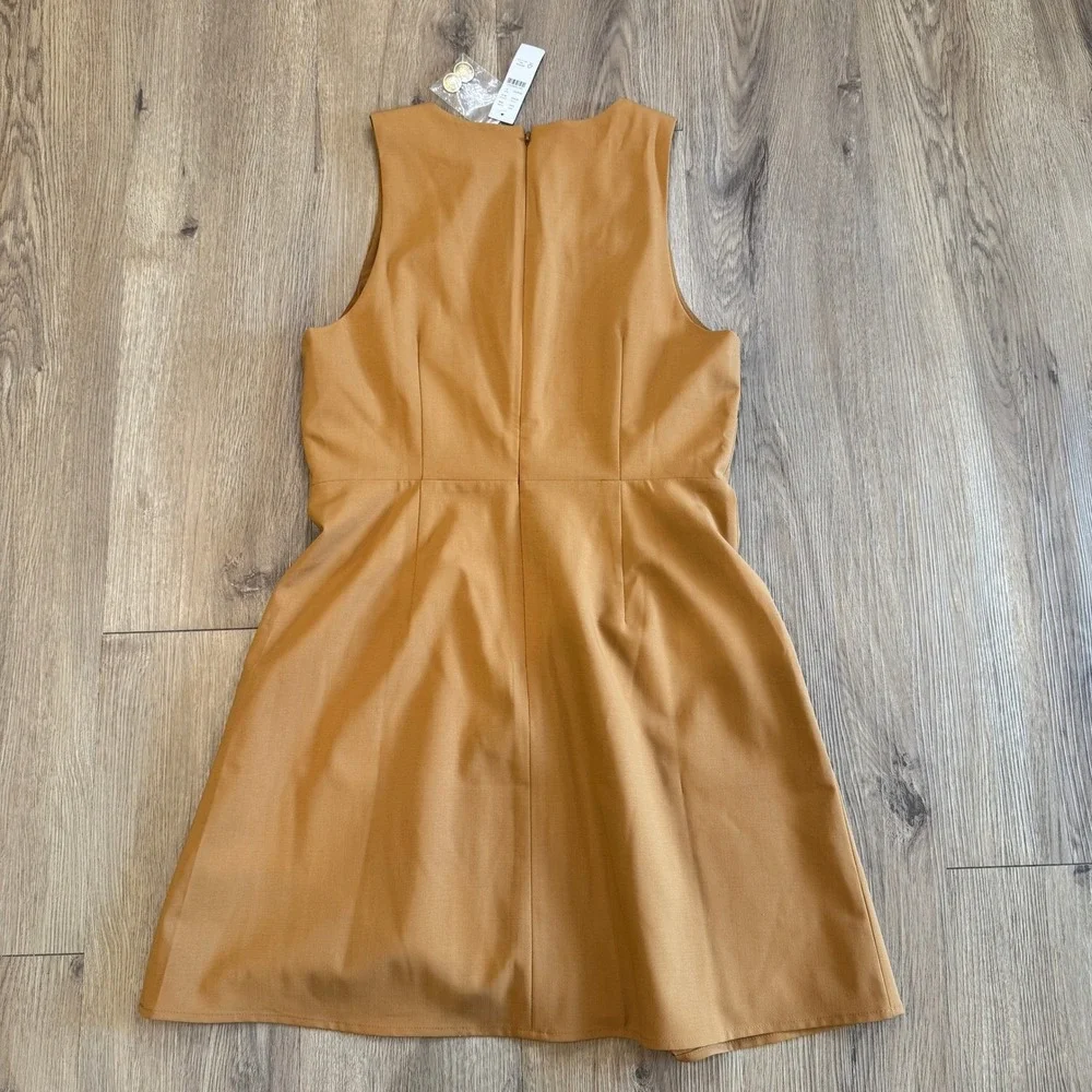 J.Crew Italian Stretch Wool Tollegno 1900 Pleated Mini Dress Camel Size 6 NWT